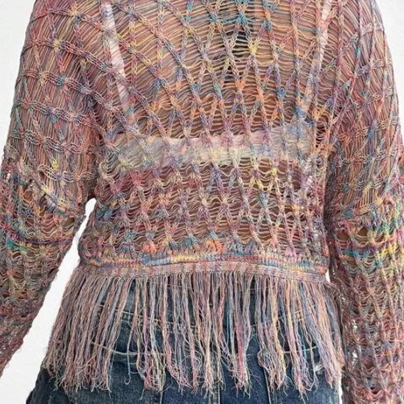 Vintage vibes Plus size rainbow knit cardigan 3X - Picture 2 of 3